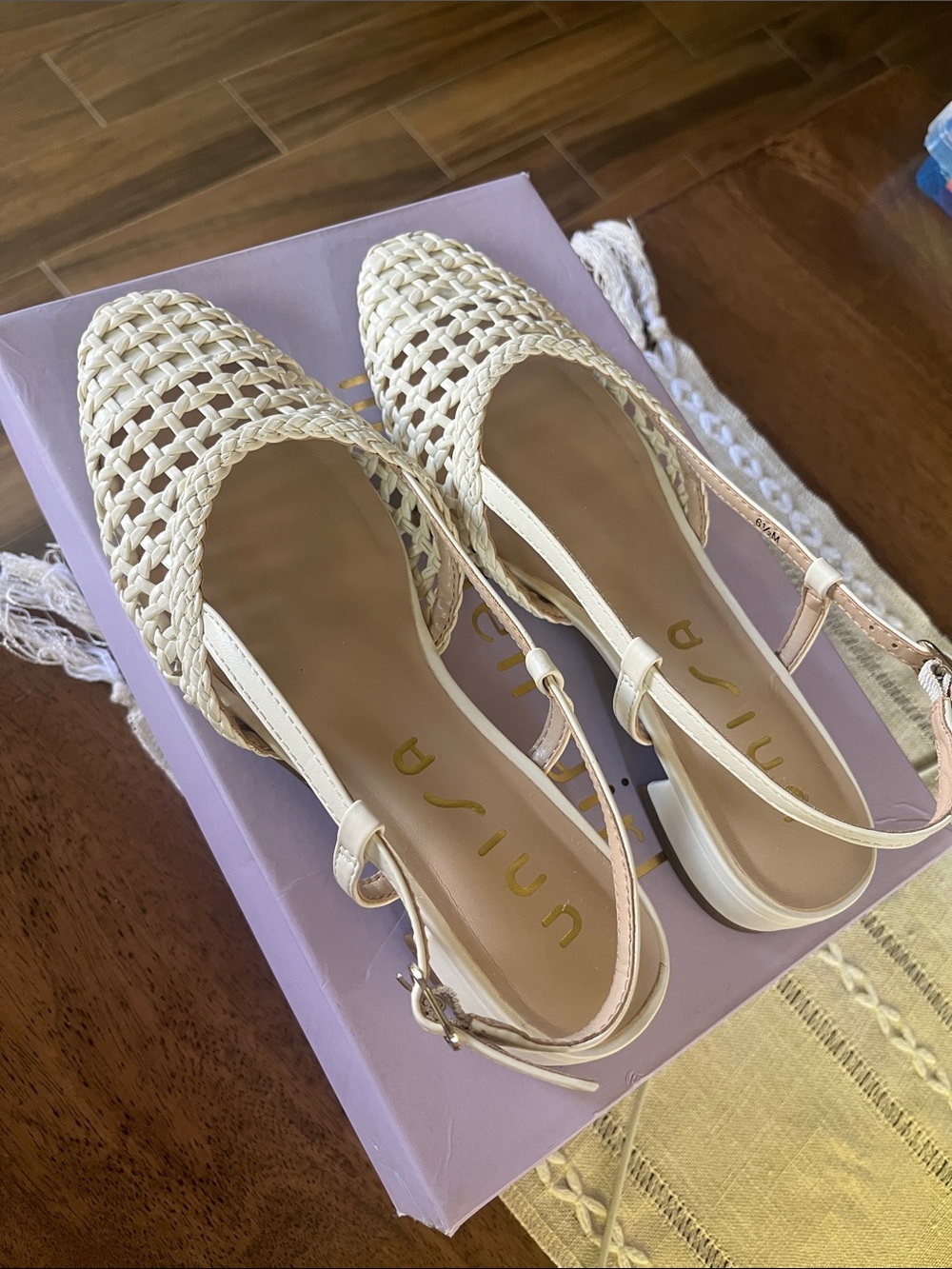 Unisa Woven Slingback Flats in Cream